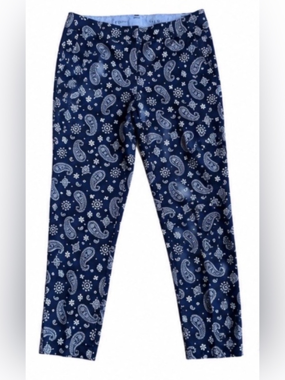 Talbots Navy Blue Paisley Capris Size 2P